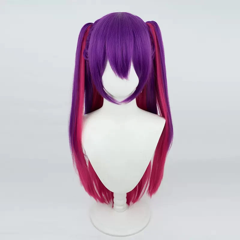 Anime 2.5 Dimensionale Verleiding Miriella Cosplay Pruik 80Cm Lang Paars Rood Haar Kant Net Mikari Tachibana Anime Pruiken Voor Meisjes