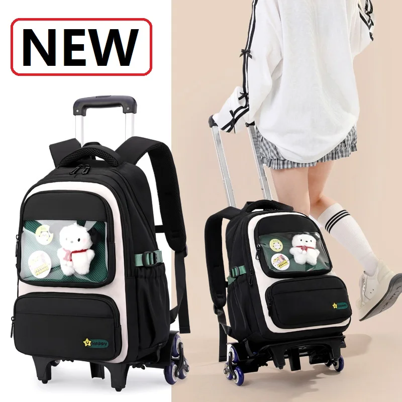 New Rolling Backpack with Wheels Trolley BookBag Elementary and Middle School Bags for Girls Luggage Mochilas Escolares Infantil