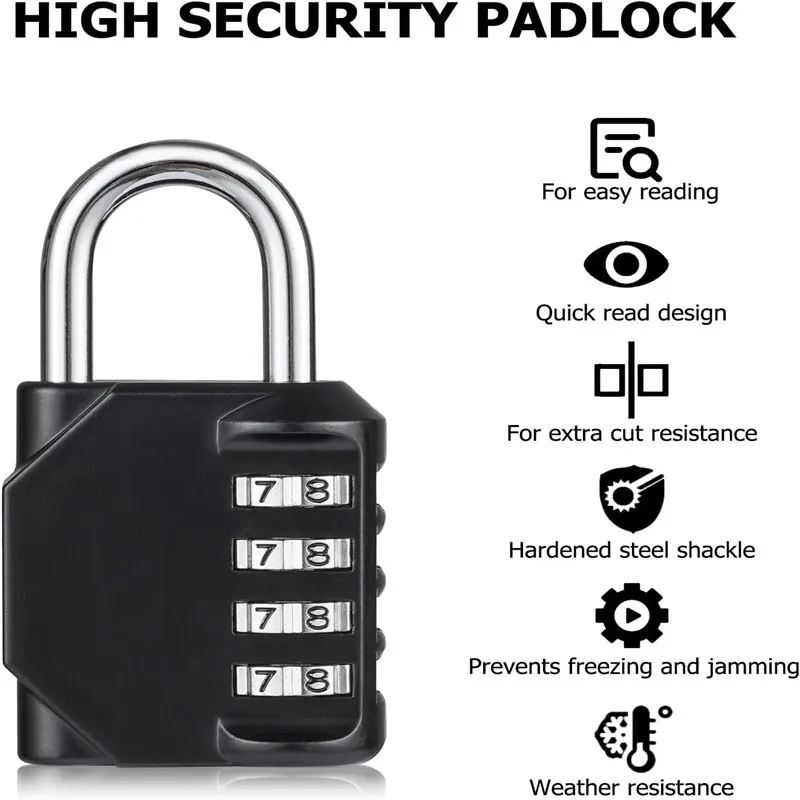 4 Dial Digit Password Lock Combination Suitcase Luggage Metal Code Password Lock Padlock Zinc Alloy Coded Lock Keyed Padlock