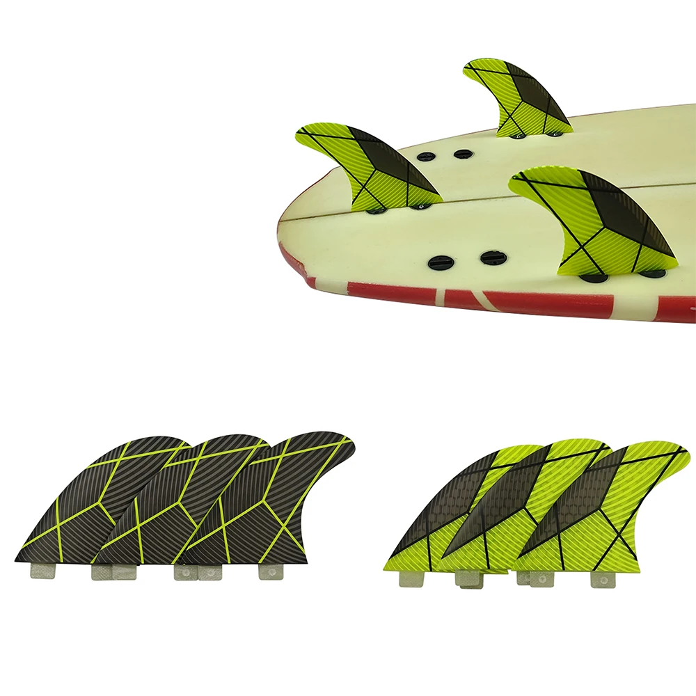 

Medium Size Surfing Fins UPSURF FCS Honeycomb Fibreglass Surfboard Fins Thruster(3 Fins) Double Tabs Short Board Fin Water Sport