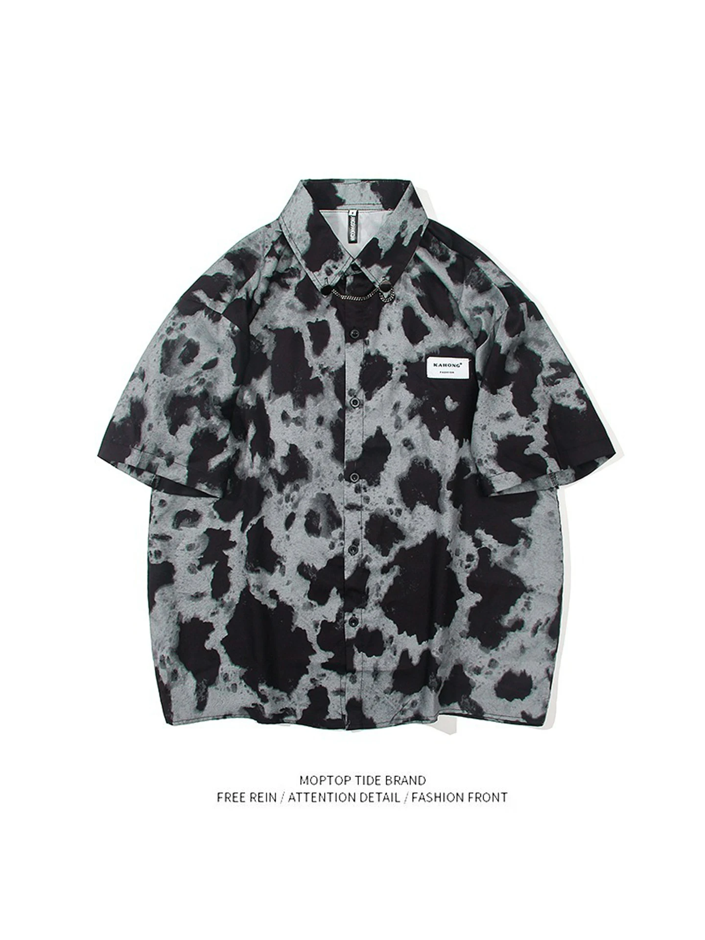 

Spring 2025 Men's Casual Polyester Fiber irt No Ironing Loose ort Sve Youth Faion All Seasons Versatile Haome