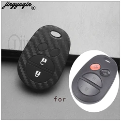 jingyuqin Carbon Fiber Silicone Car Key Case Fob Cover For Toyota Sienna Tundra Sequoia Holder protected Cover Keychain