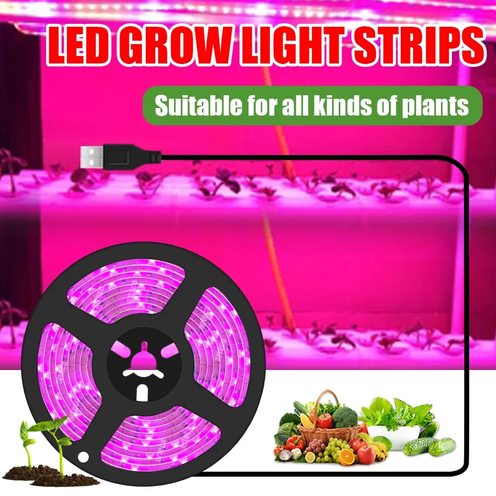 usb full spectrum led plant growing light hidroponico grow lamps plantas de interior estufa flores sementes phyto 5v 1m 2m 3m 5m 10m 01