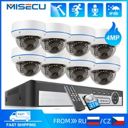 MISECU H.265 4MP POE Camera Security System CCTV Video Face Detection Vandalproof Audio Record E-mail Alert Camera Surveillance