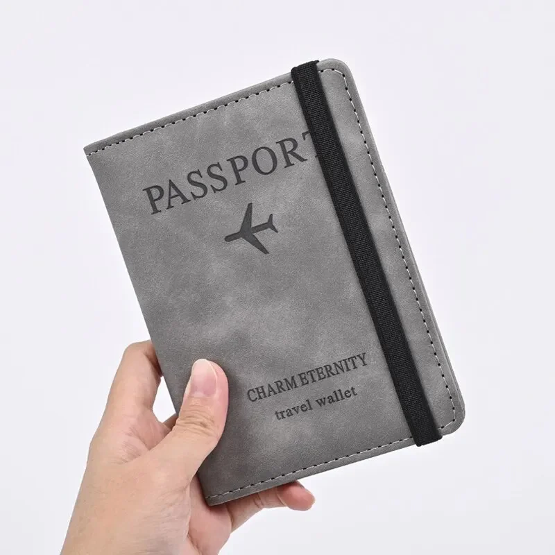 PU Leather Strap Passport Bag RFID Passport Holder Protective Case Traveling Abroad Wallet Cards Storage Tickets Purse Bags