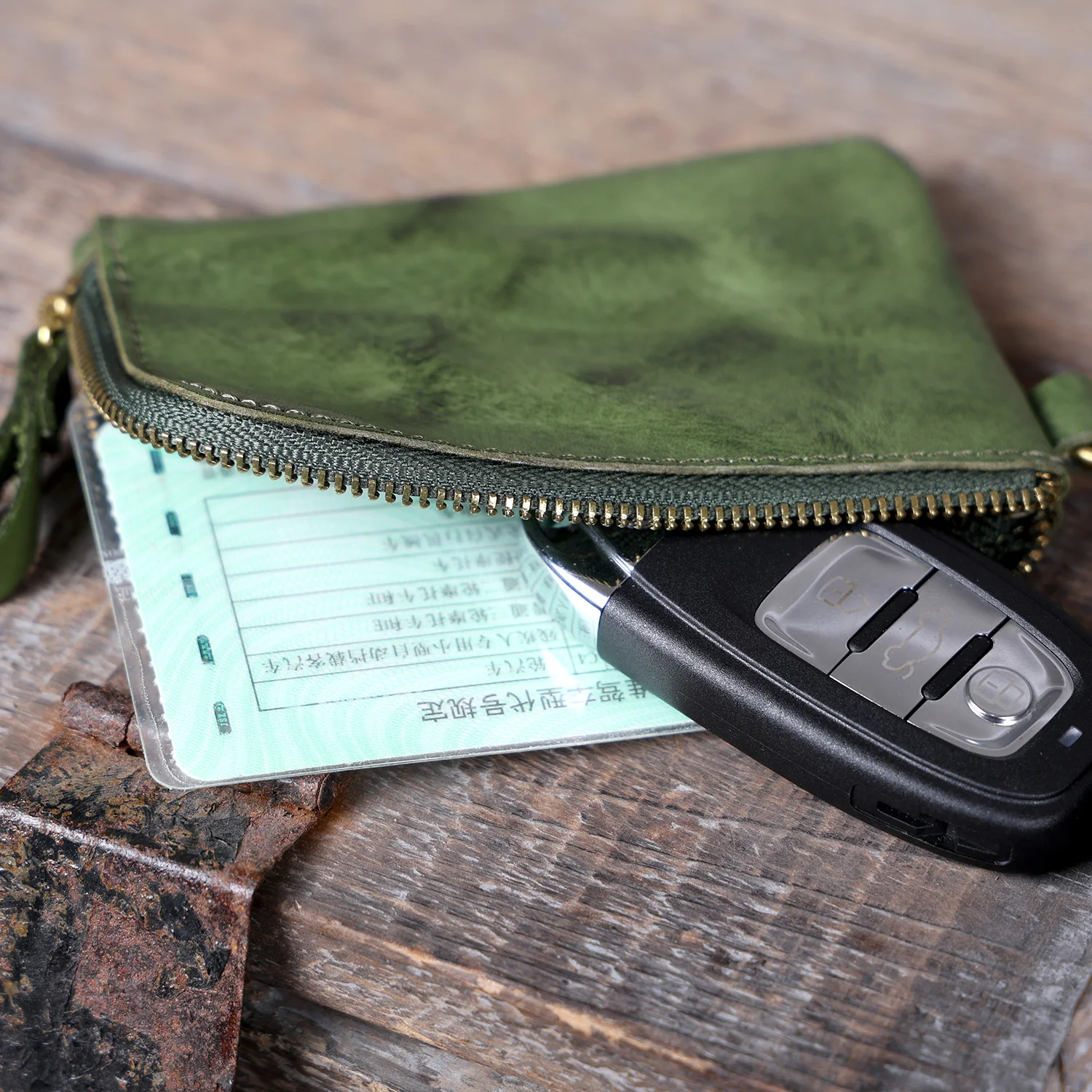 S.WORKER Mini-Kartenetui aus echtem Vollnarbenleder, handgefertigt, Retro, kleine Münztasche, tragbare Tasche – Detail 9