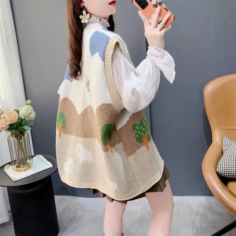 Knitted vest for women spring and autumn 2025 new loose outer cardigan waistcoat fashion sleeveless tops jacket for women