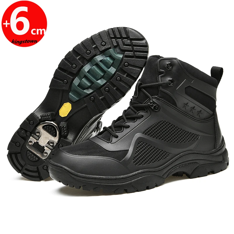 Outdoor Man Hiking Elevator Boots  Ankle Height Increase Shoes for Men Insole 6CM Taller