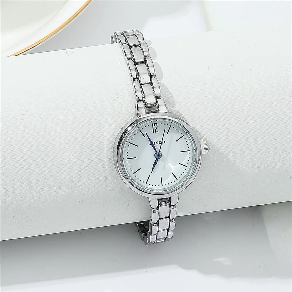 fashion small dial silver steel band quartz bracelet watch