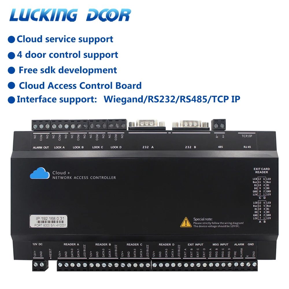 

Electric Door Access Control System Wiegand Cloud Access Controler Board Panel RS485 RS232 WAN Web HTTP IP SDK for 4 Double-Door