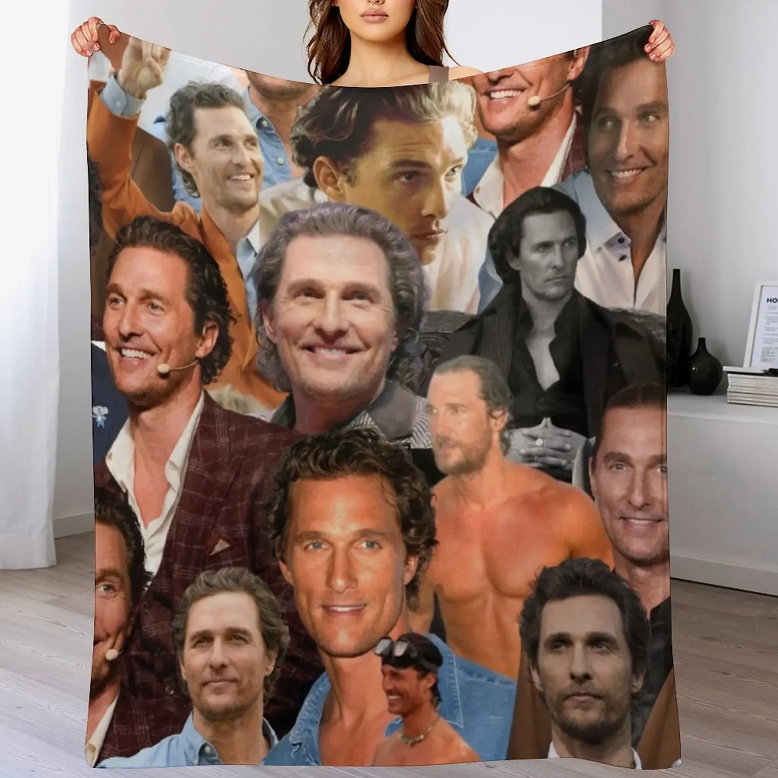

Matthew McConaughey photo collage Throw Blanket anime Giant Sofa Designers Single Blankets