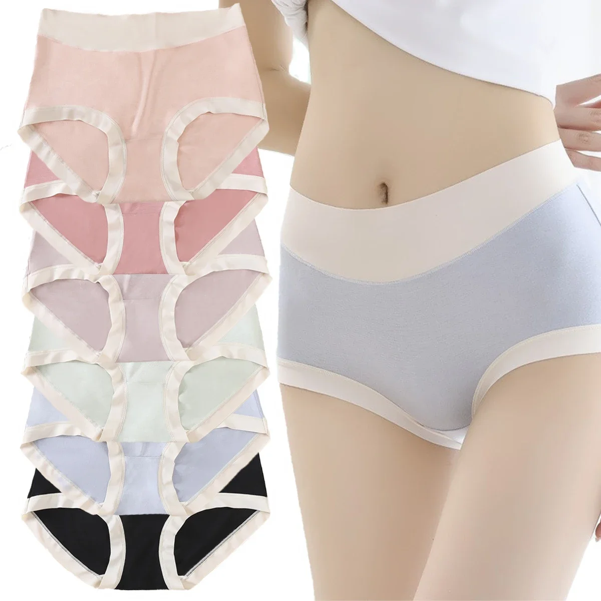 

6pcs Women Seamless Modal Panties Soft Breathable Briefs Summer Underpants Solid Color Underwear Intimate Skin-friendly Lingerie