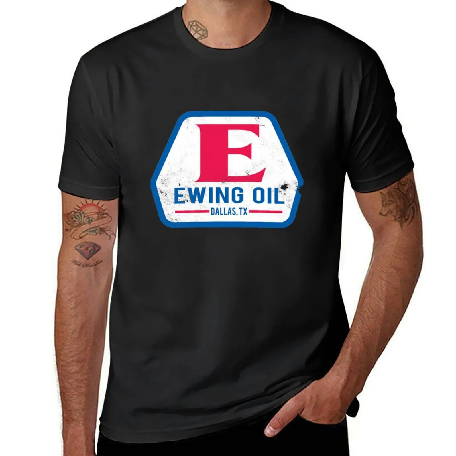 Ewing Oil, distressed shirt T-Shirt funnys oversizeds summer tops t shirt men