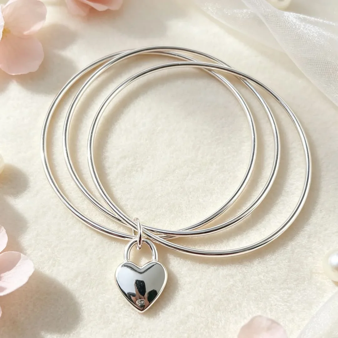 925 Sterling Silver Luxury Heart charms Bangles Bracelets for Women Fashion Wedding Engagement Party Fine Gifts