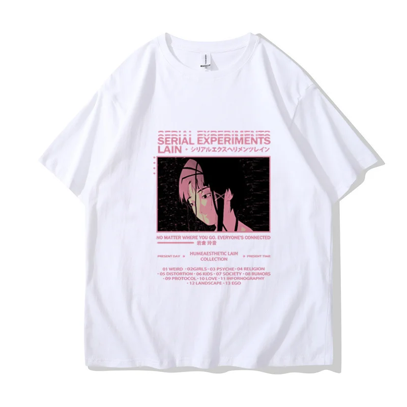 Anime Serial Experiments Lain Oversized T-Shirt Men Grap hic Printed fashion all-match summer trend pure cotton