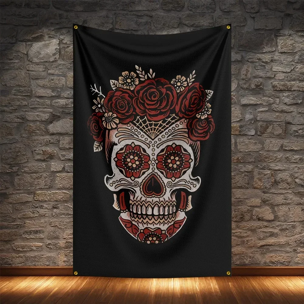 Day of the Dead Flag Polyester Digital Printing Holiday Banner Gifts