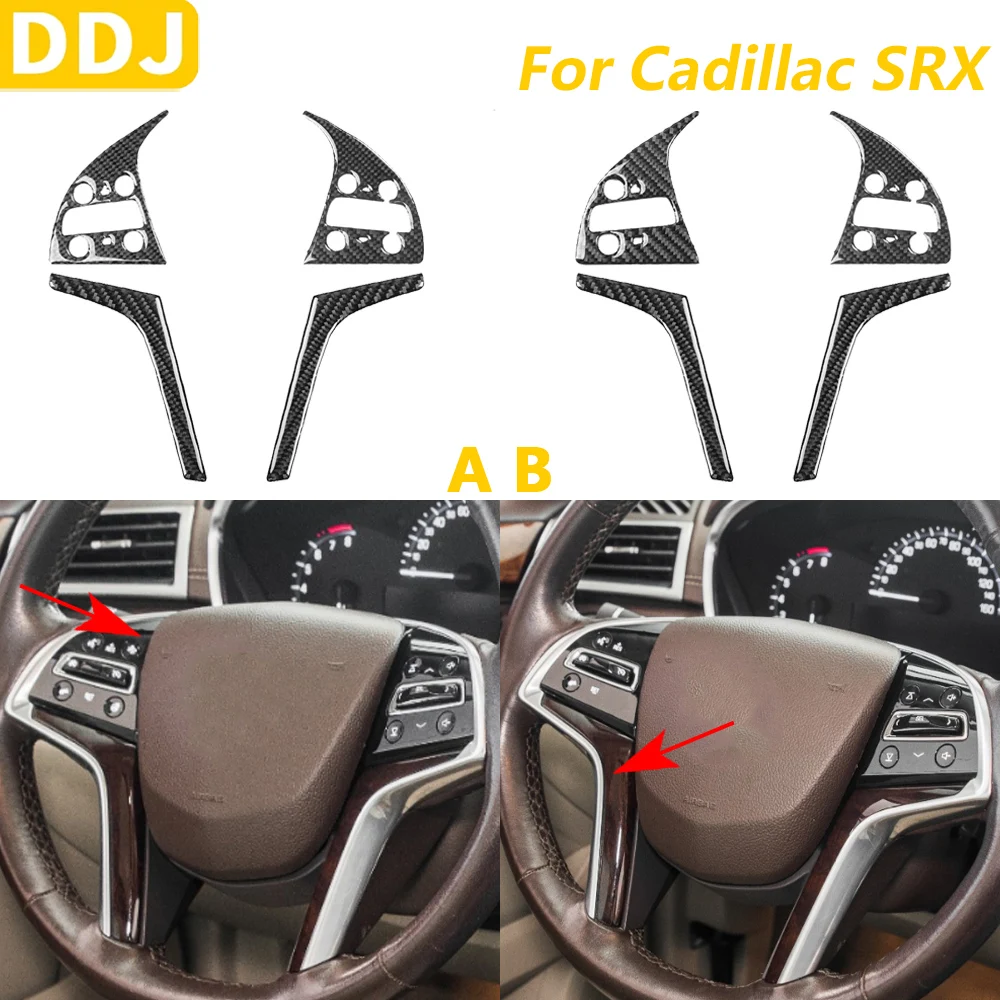 

For Cadillac SRX 2013-2016 Carbon Fiber Steering Wheel Button Chin Panel Set Decorative Cover Car Accessories Interior Sticker