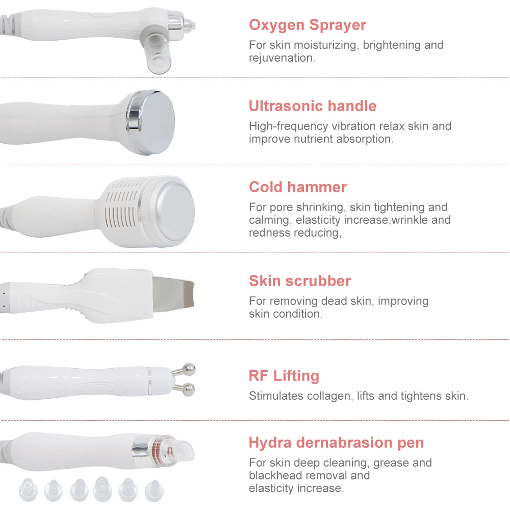 7-in-1 professionele schoonheid gezichtsmachine Hydra Aqua Diep reinigend huidverzorgingsapparaat H2-O2 Hydro Dermabrasie RF Bio-lifting