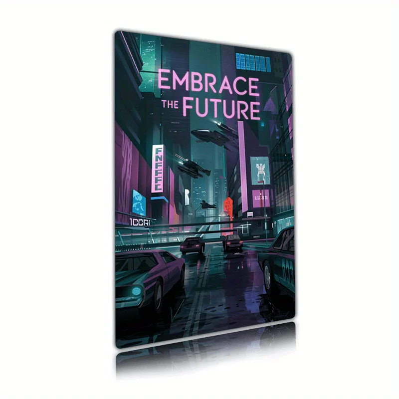Cyberpunk Futuristic 8x12 Inch Iron Wall Art Sci-fi Decor for Homes and Cafes Perfect Room Decor