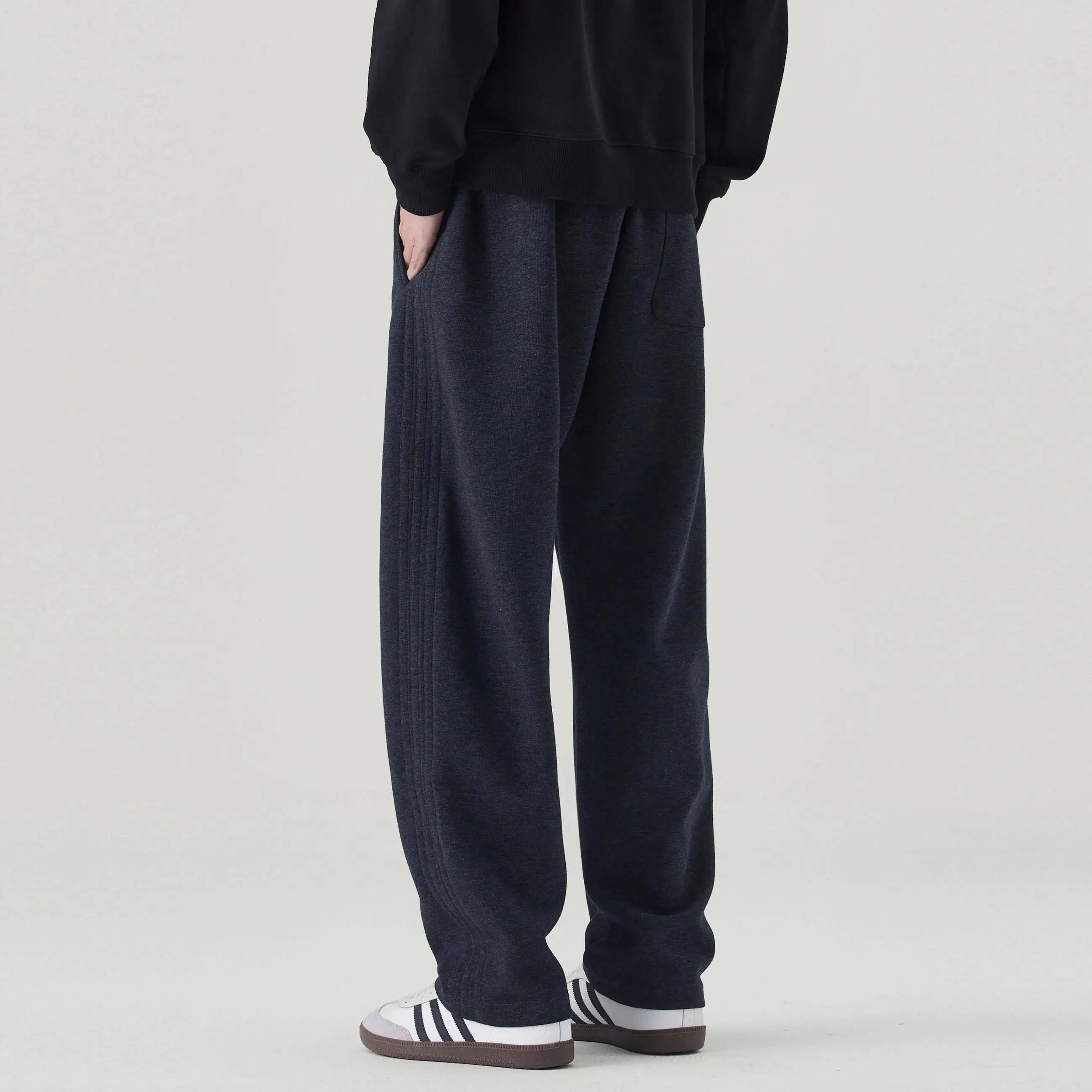 

Зимние утепленные широкие спортивные брюки NINPURE для мужчин: свободные, прямые, повседневные, длинные, удобные, из смесового хлопка и полиэстера