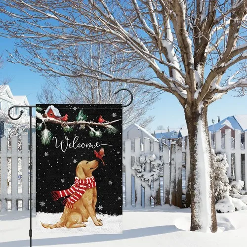 Welcome Winter Garden Flag 12 x 18 Inch Double Sided 12