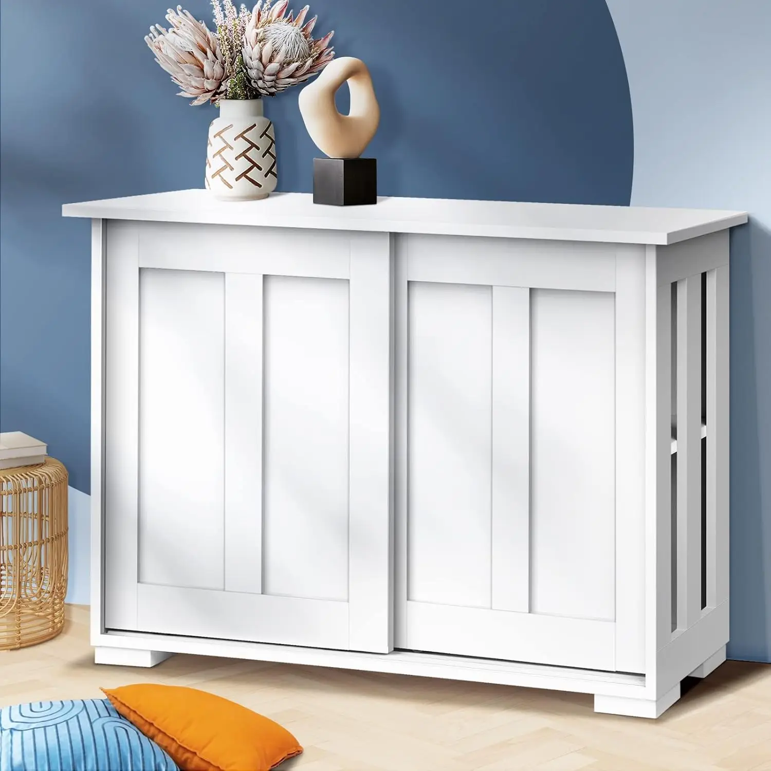 Sideboard Buffet Side Hallway Table Floor Cabinets Desk Storage Cupboard Shelf Home Furniture ，White