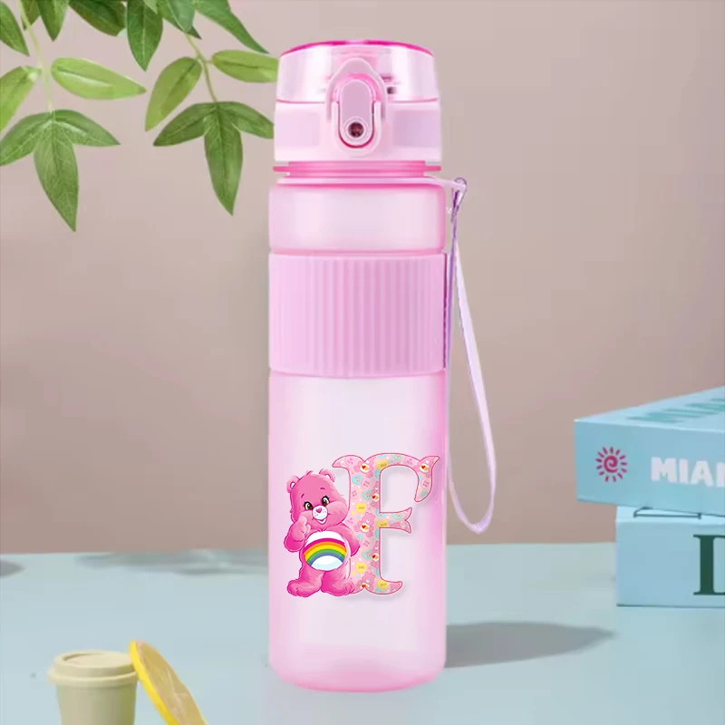 550ml cuidados ursos kawaii rosa garrafa de água fosco à prova de vazamento esporte garrafas de água anime grande capacidade copo beber presente aniversário