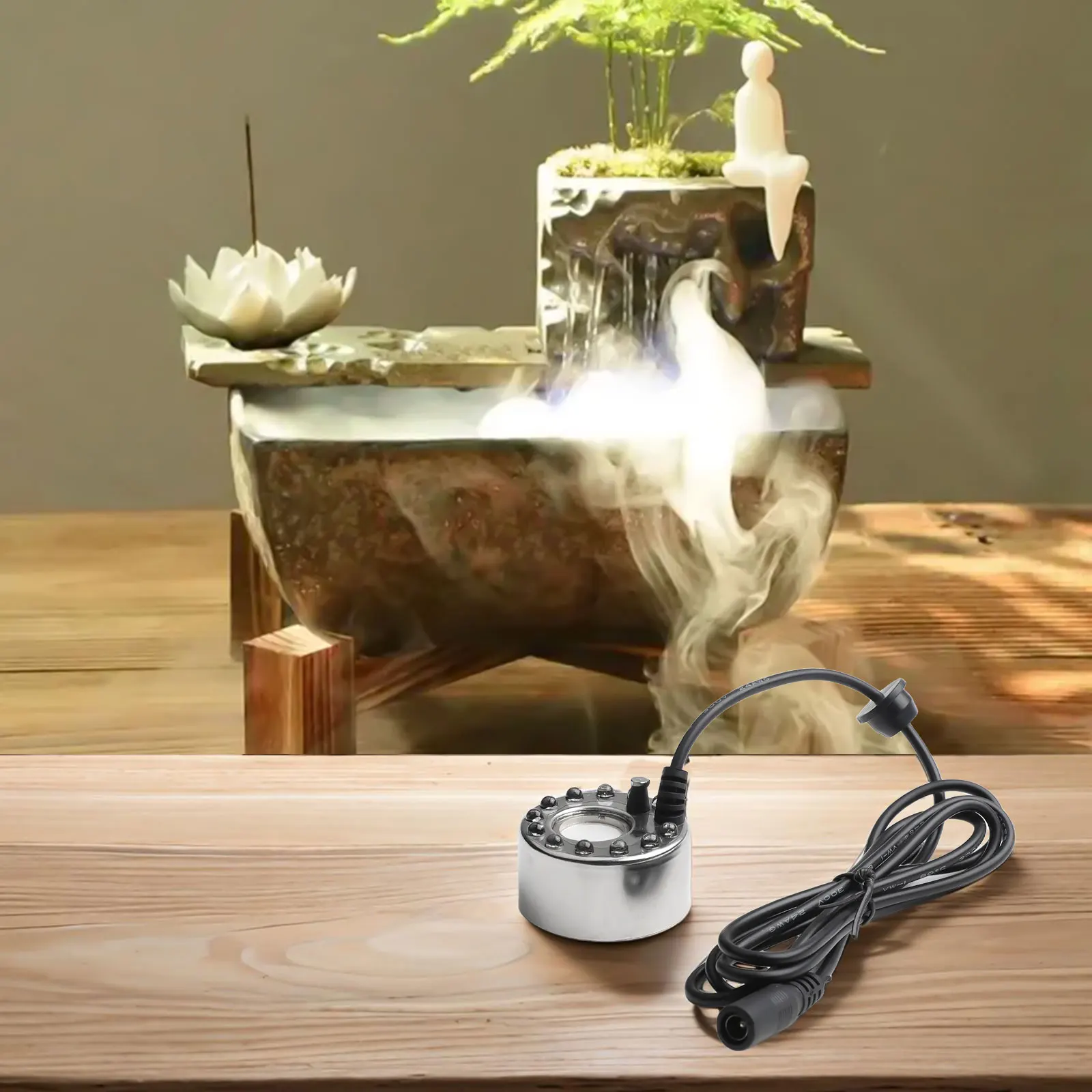Humidifier Fog Maker Stainless Steel 350ml/h Atomizer 12led Lights For Fountains Landscape Fog Self-protection
