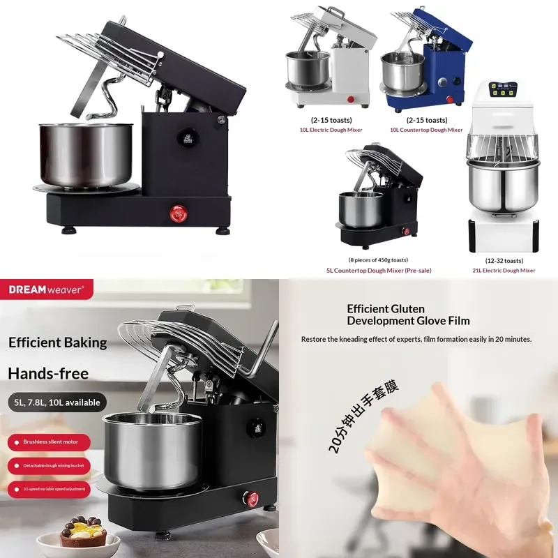 for Mini Spiral Mixer 5L 5kg 7L 10L 15L 20L 30L 2.5kg Dough Mixer Lifting Tilt Head Brushless Motor Wholesale Direct Supplier