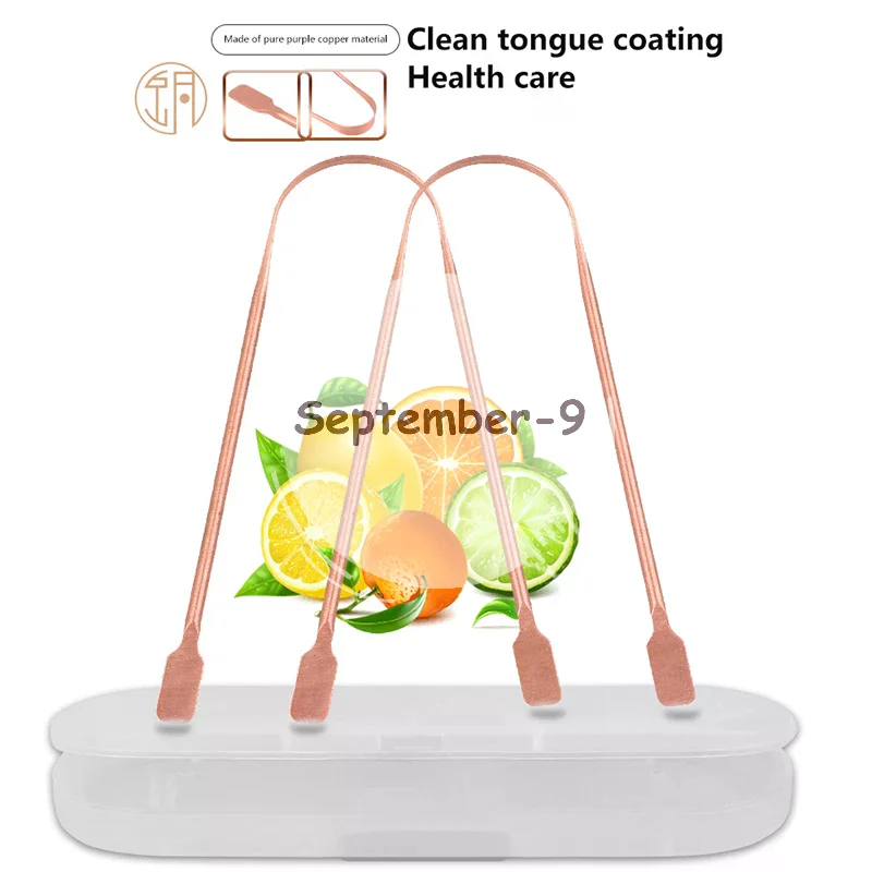 1Pc Pure Copper Tongue Scraper Oral Cleaner Brush Fresh Cleaning Hygiene High Quality Tongue Scraper