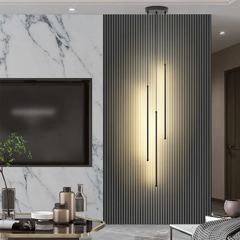 Plafonnier LED suspendu noir au design moderne, luminaire décoratif d\'intérieur, idéal pour une salle à manger ou une chambre à coucher