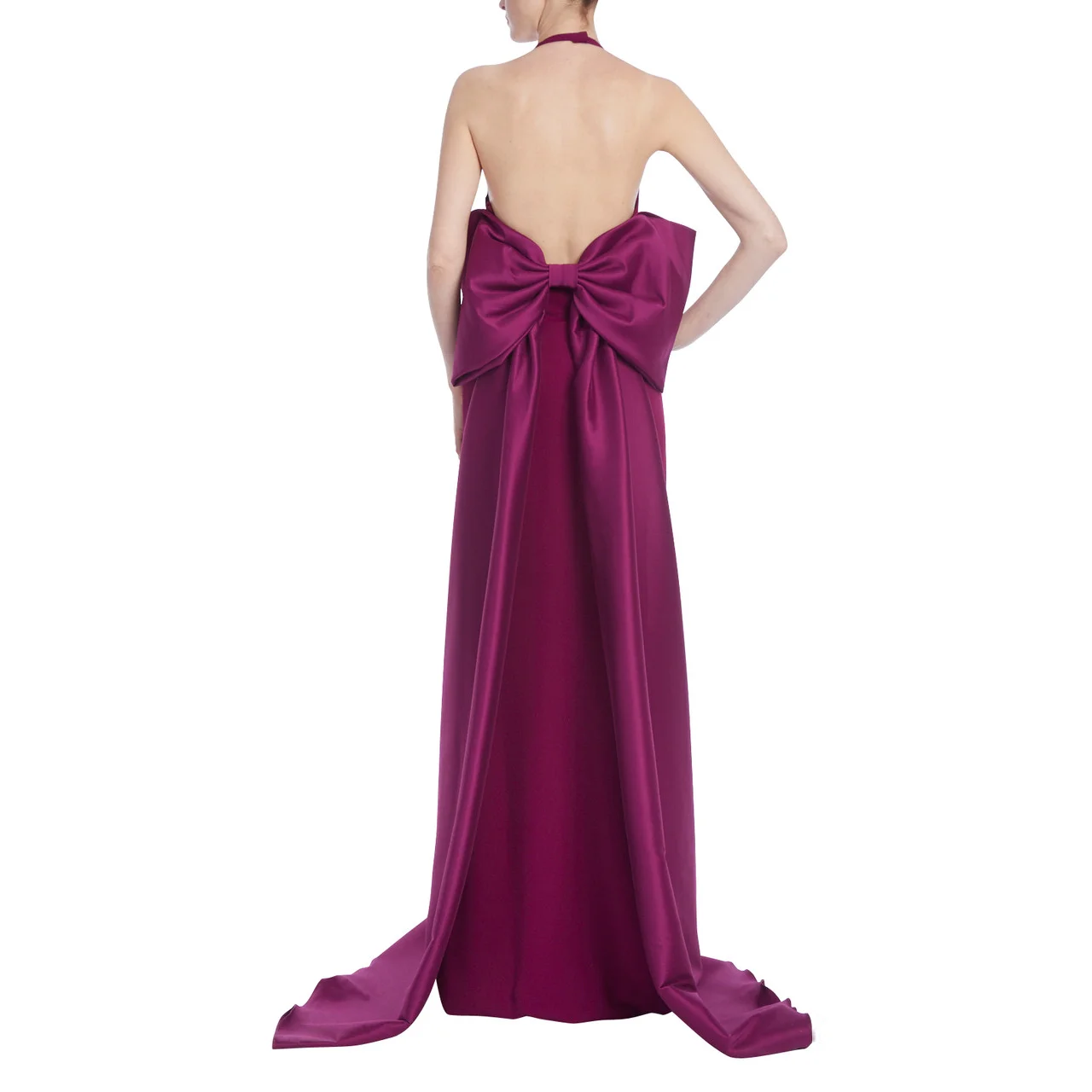 Purple Halter Female Dresses robe de soiree abendkleider Women Maxi Dresses To Party Bow Back Fitted Prom Gowns Sexy Straight