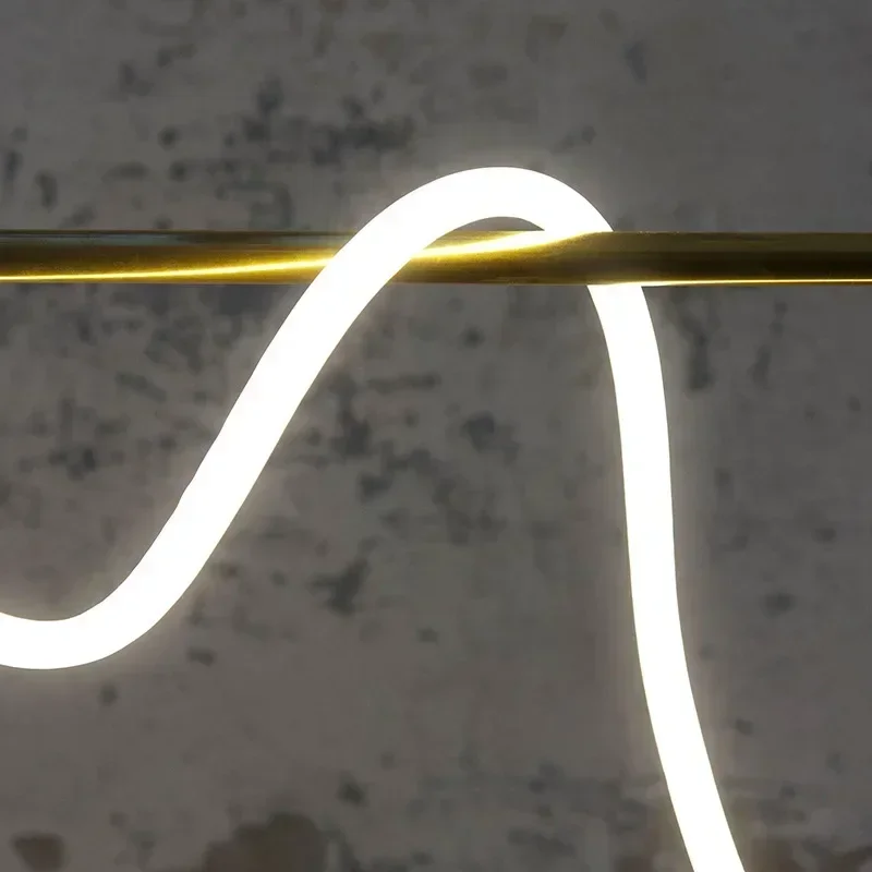 RU ما بعد الحداثة الحد الأدنى ضوء غرفة الطعام الفاخرة ضوء الاسكندنافية مكتب الجبهة صالة العرض خطوط موجة طويلة الشكل قلادة القطب