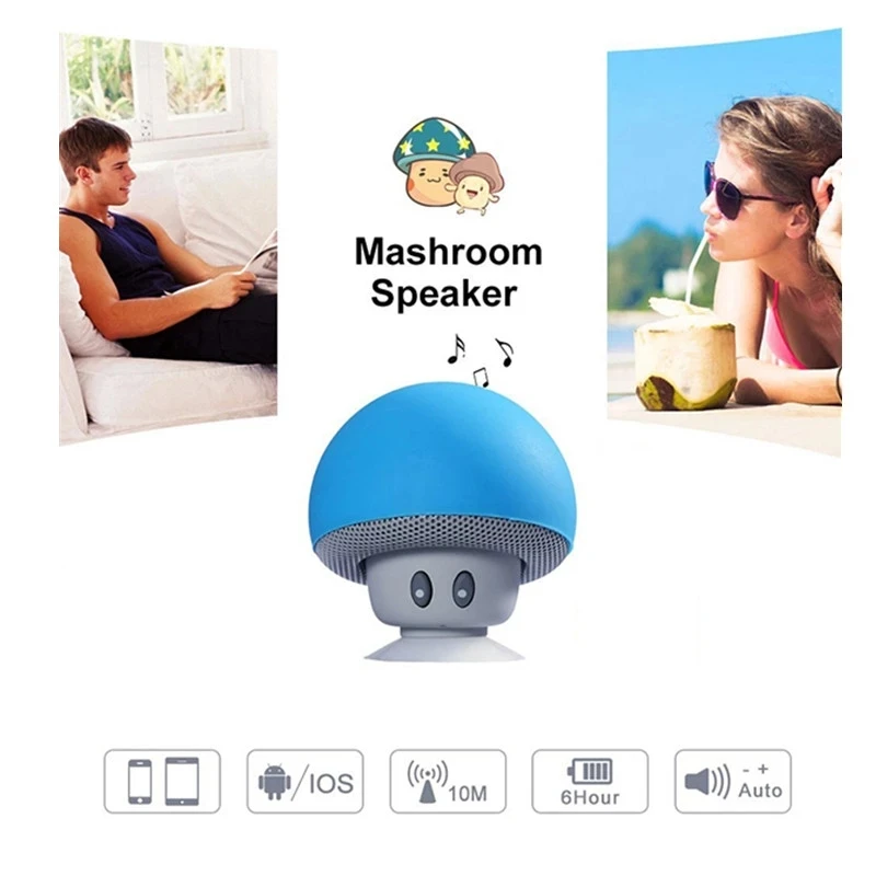 Mini Cute Cartoon Mushroom Wireless Bluetooth Speaker Outdoor Portable Stereo Waterproof Bluetooth Speaker for iPhone Xiaomi