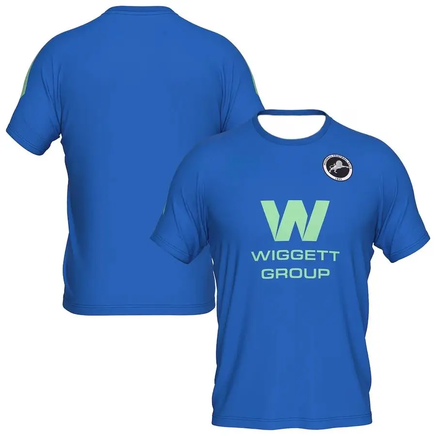 25/26 الإنجليزية كرة القدم ميلوال المنزل وبعيدا الفانيلة الرجال التجفيف السريع تنفس تي شيرت رياضي علوي للجنسين التدريب موحدة