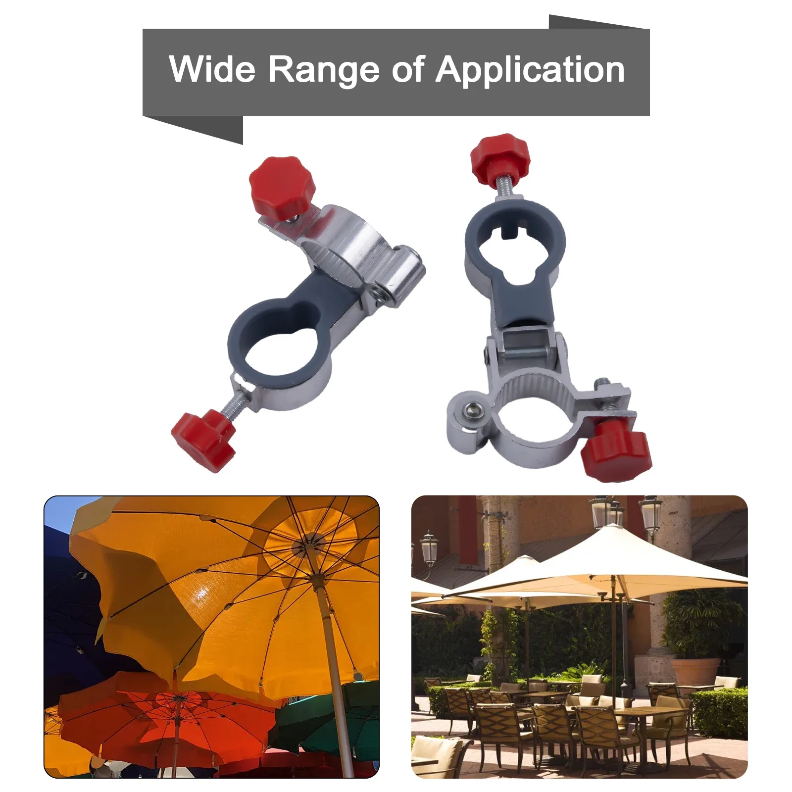 Aluminum Clip On Mount For Umbrella 2 Pcs For Garden Chair Parasol Support On Outdoor Patio Balcony Deck Applications