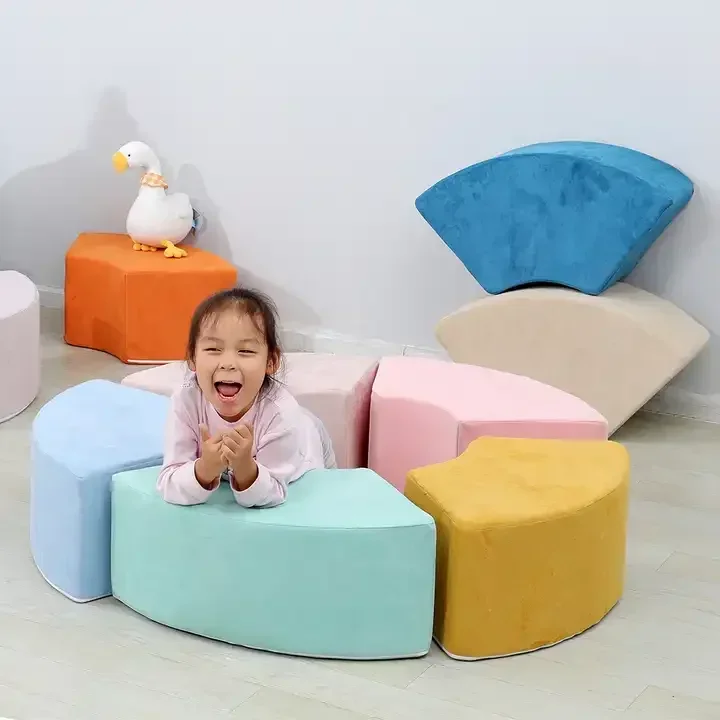 New 6pcs/set Light & Easy Flower Shape Candy Colors Sofa Combination Home Kindergarten Playing Polygon Cute Children Sofa