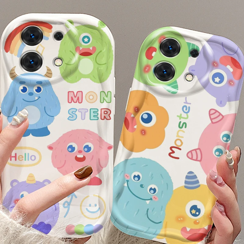 Monster Power Company Cartoon For Xiaomi Redmi Note 13 12 12S 11S 11 10 9 8 10A 9C 9T Pro Plus 5G Wave Oil Cover Phone Case