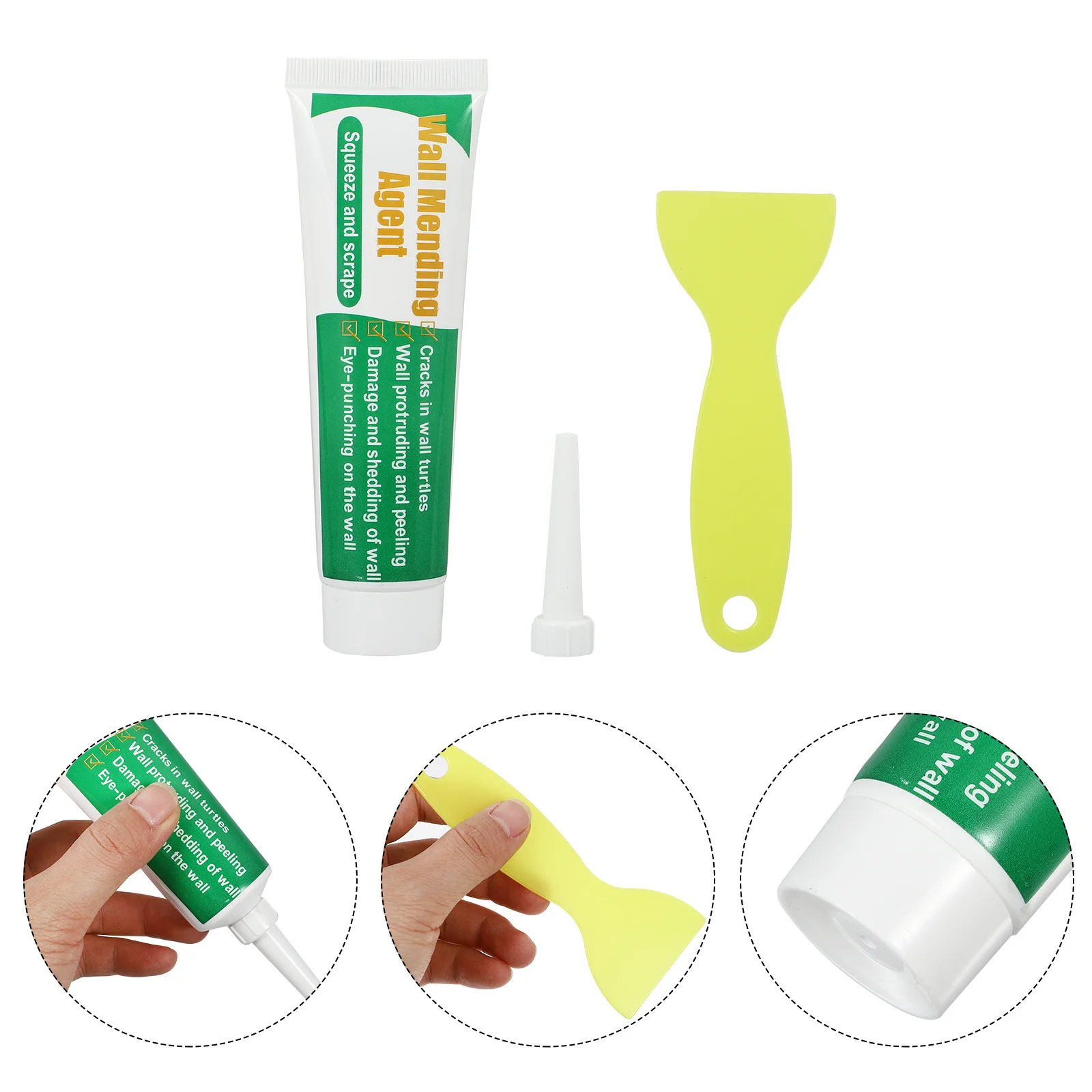 

2Sets Wall Repair Tool Easy Quick Solution Cover Graffiti Stain Filling Drill Hole Walls Peeling Repair Paste Mending Ointment