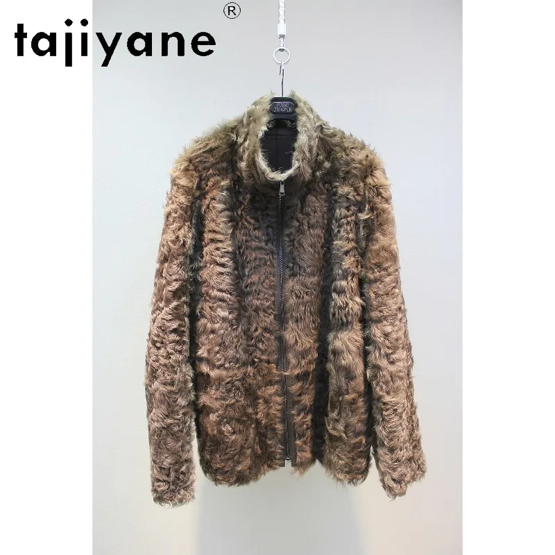 TAJIYANE Huyang Lamb Shearling Real Fur Coat Women Stand Collar Outerwear Reversible Fur Jacket Winter Coat Zipper Overcoat Шуба