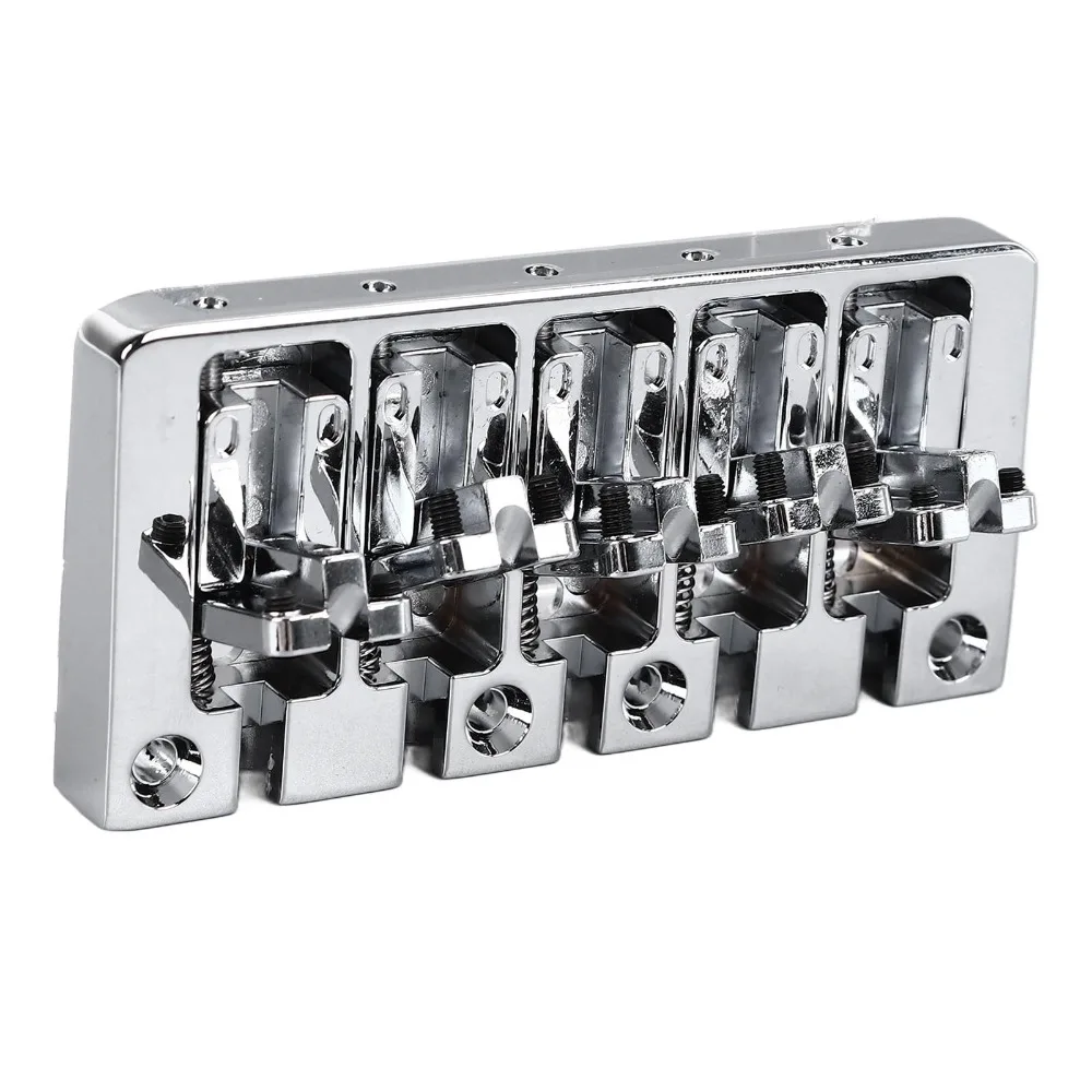 5 String Bass Bridge​ ​Micro Adjustable​ Flip Top ​Flip Top Micro Adjustable Bass Bridge ​Locking Screws Fixing​ ​Black/​Silver