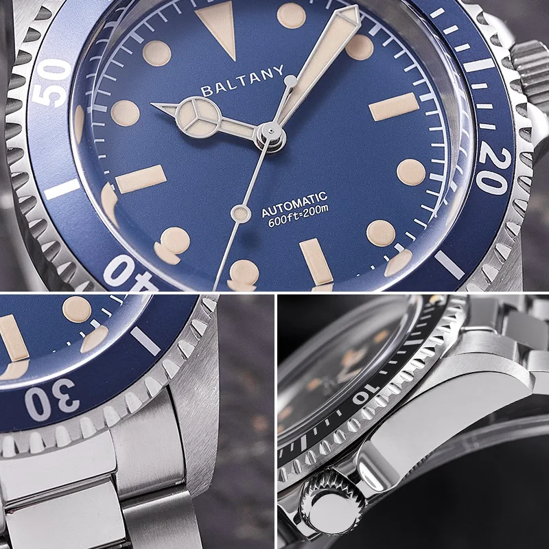 Baltany новые деловые роскошные мужские автоматические механические часы 39 мм, классические светящиеся сапфировые водонепроницаемые часы из нержавеющей стали