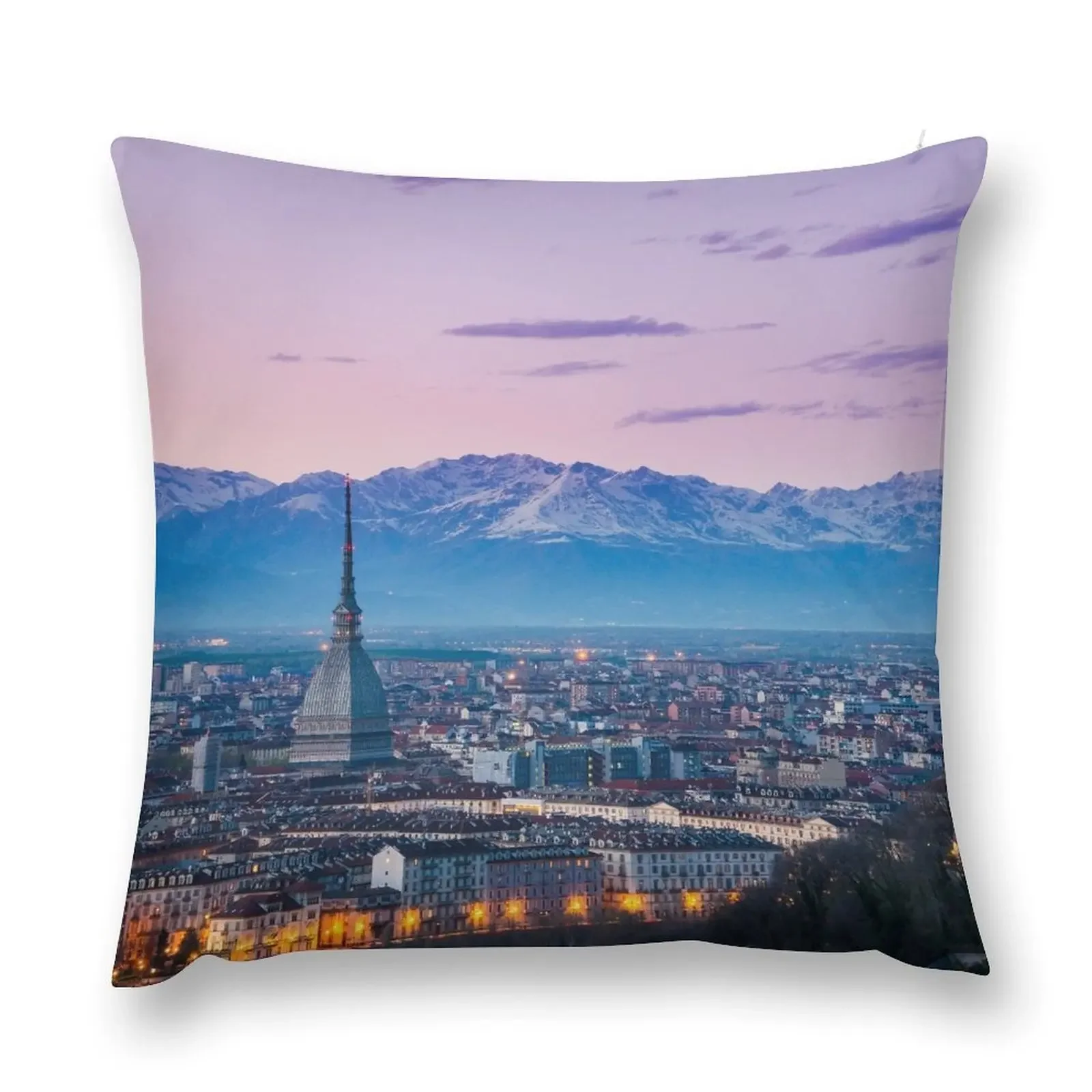 Turin (Torino), twilight panorama Throw Pillow Throw Pillow christmas cushions covers pillow