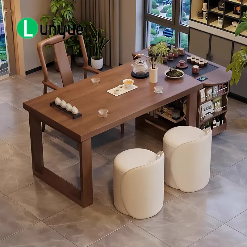 Modern 3 Piece Balcony Table and Chair Set Wooden Frame Movable Coffee Table for Apartment Living Room Outdoor Furniture