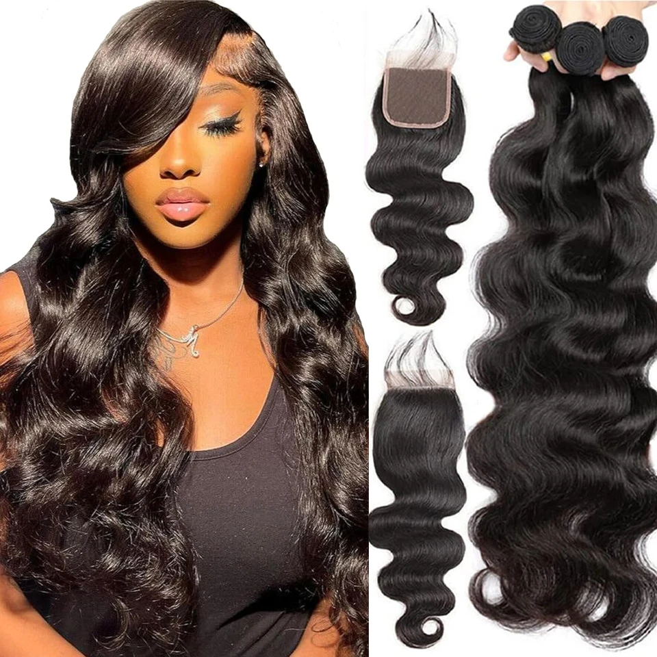 

BINF Body Wave Human Hair Bundles With 4x4 5x5 6x6 Wholesale Raw Human Hair Bundles with Closure 100% Remy Human Hair Extensions