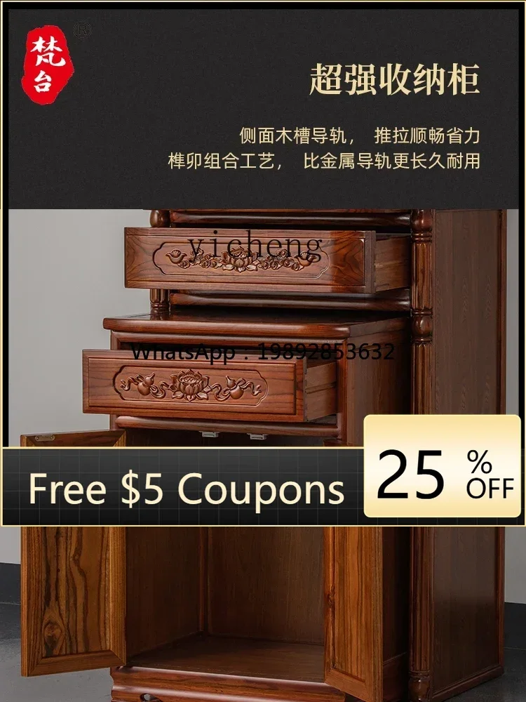 

B1 Avalokitesvara Cabinet Solid Wood Carved Buddha Niche Modern Light Luxury Bodhisattva Cabinet Simple Home