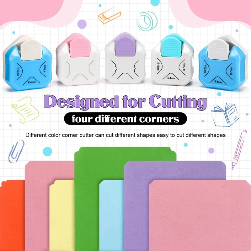 5 Pieces 3 In 1 Corner Rounder Paper Punch Paper Corner Cutter For Paper Crafts DIY Projects Laminate