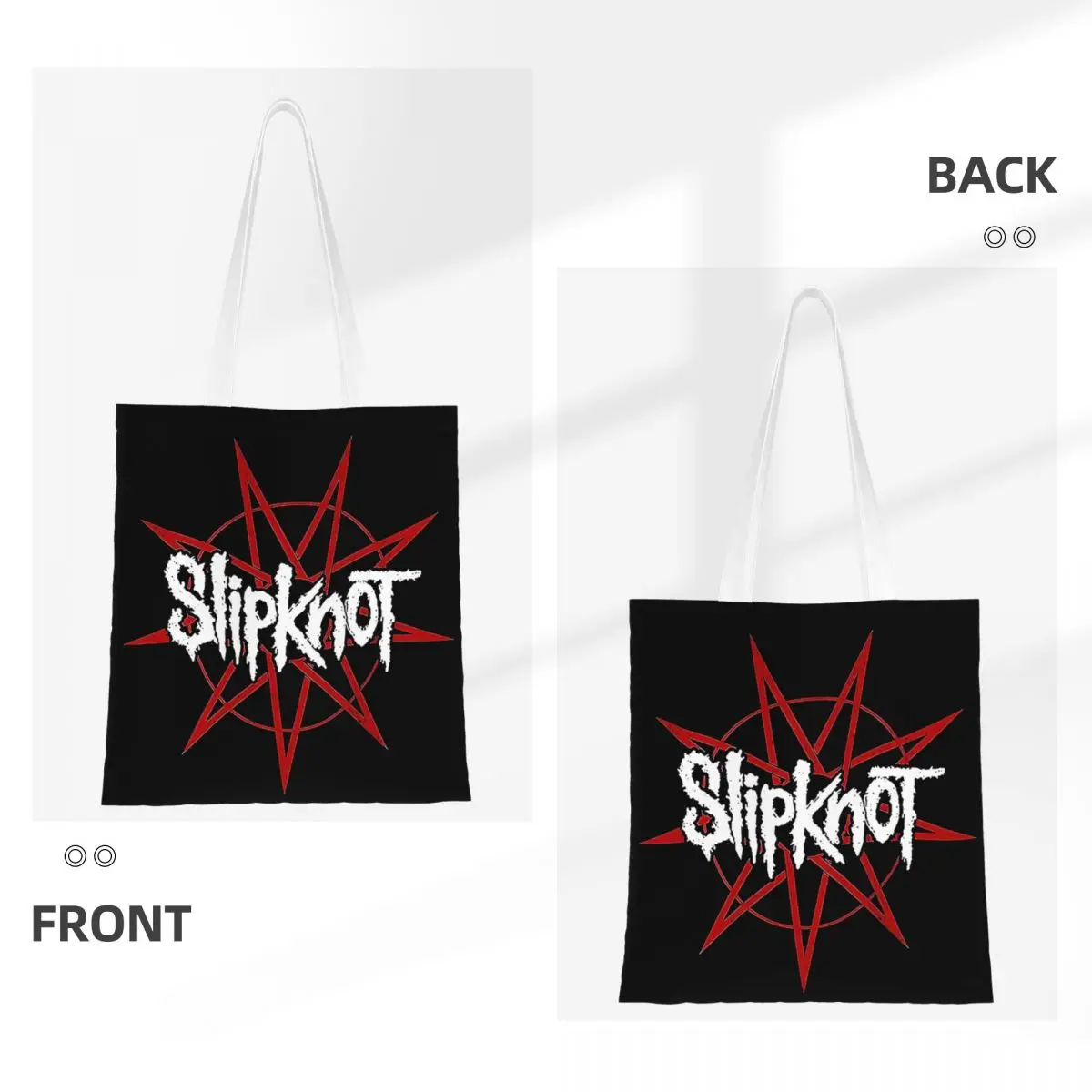 Custom Reusable Heavy Metal Rock Band Slipknots Shopping Bag Women Canvas Shoulder Tote Bag Washable Grocery Shopper Bags