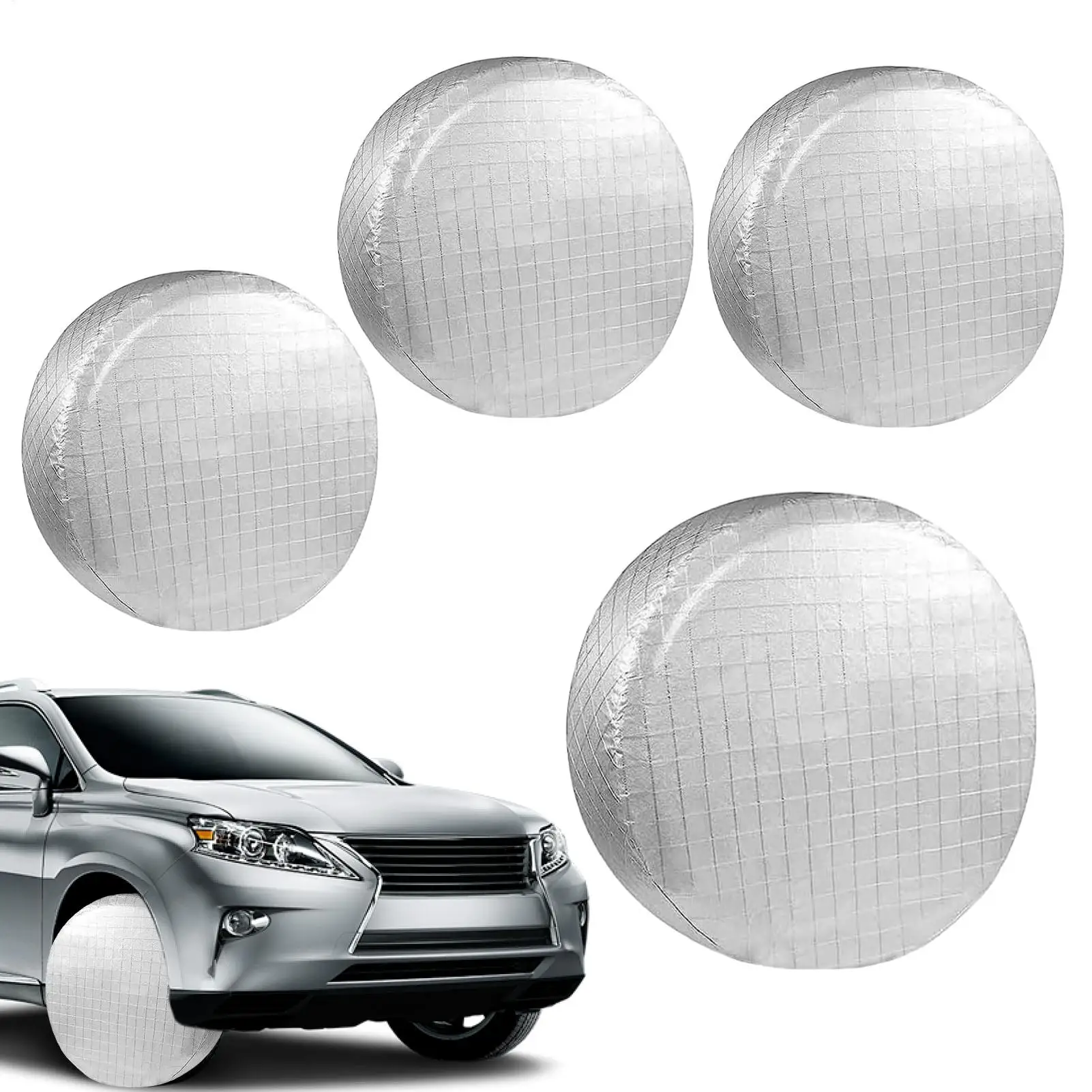 RV Tire Covers 4 Pieces Waterproof Heavy Duty Protector Outdoor RV Tire Sun Rain Cover for Truck SUV Pickup Van Sedan Trailers