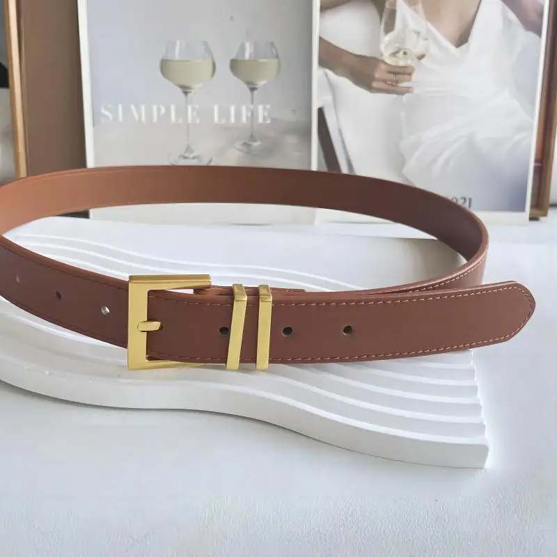 New Cowhide Belt for Women's Korean Version Minimalist Jeans Belt Trendy Casual Dress Decoration High-end Feeling Belt